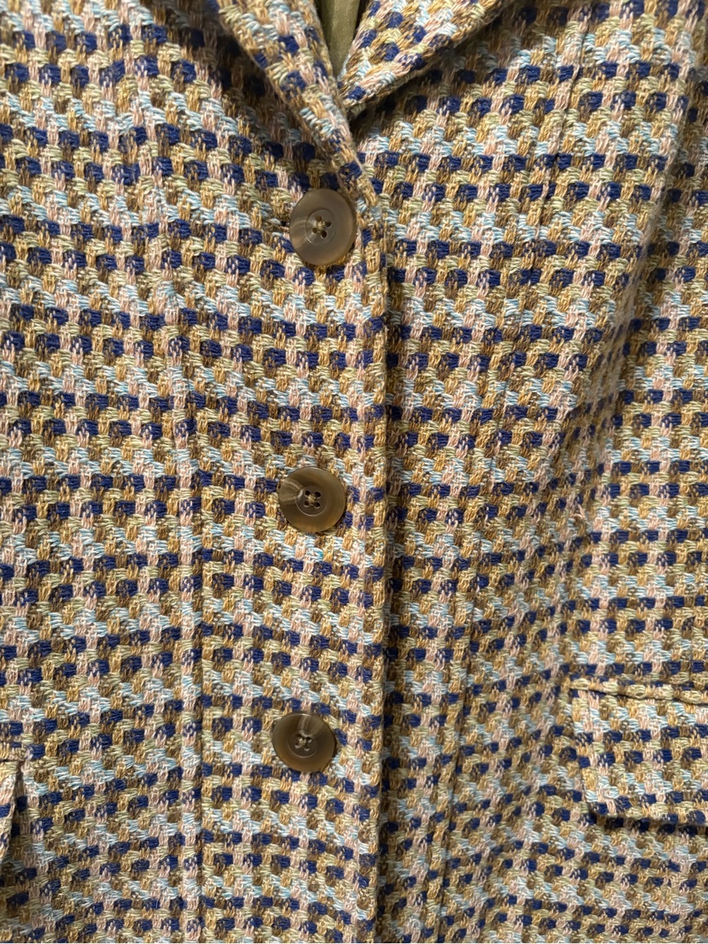 Vintage Talbots Wool Blend Olive Blue Italian Fabric Size 18 - Picture 2 of 8